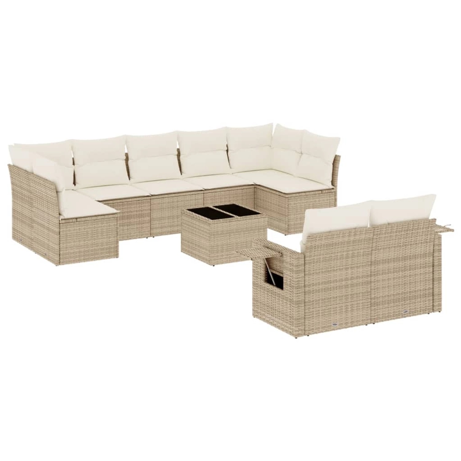 vidaXL 10-Tlg Garten-Sofagarnitur mit Kissen Beige Poly Rattan 3252965 günstig online kaufen