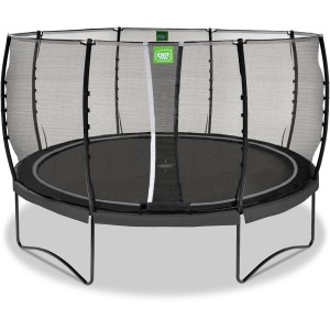 Schwarzes EXIT Allure Classic Gartentrampolin Ø 427 cm mit Sicherheitsnetz.
