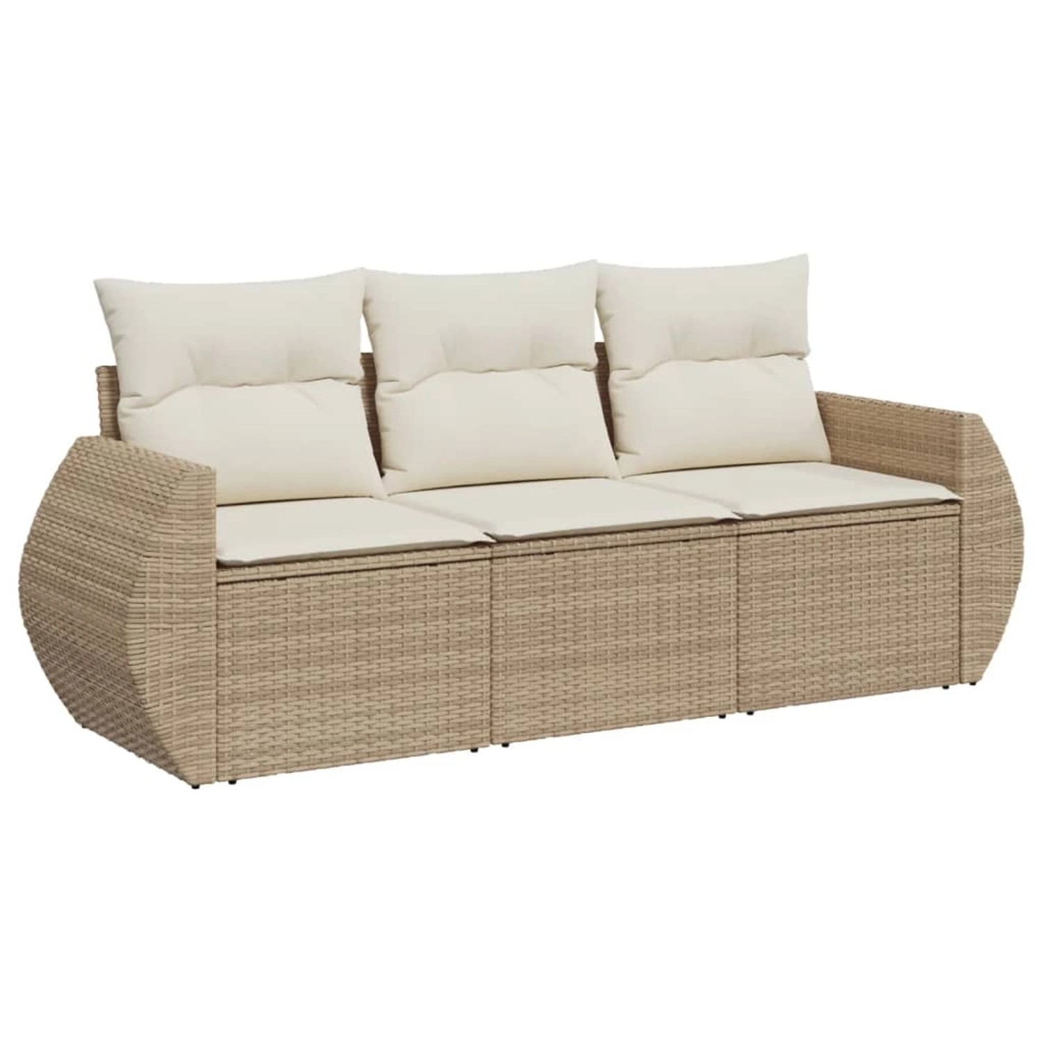 vidaXL 3-Tlg Garten-Sofagarnitur mit Kissen Beige Poly Rattan 3253395 günstig online kaufen