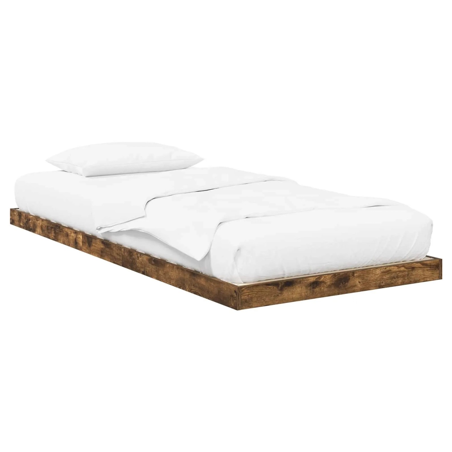 vidaXL Bodenbettrahmen Geräucherte Eiche 75 x 190 cm Holzwerkstoff 893520