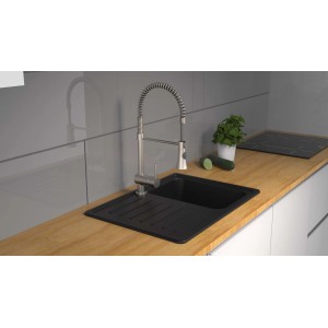 Schütte Spültischarmatur Cornwall in Edelstahl-Optik mit Spiralfeder und Geschirrbrause.