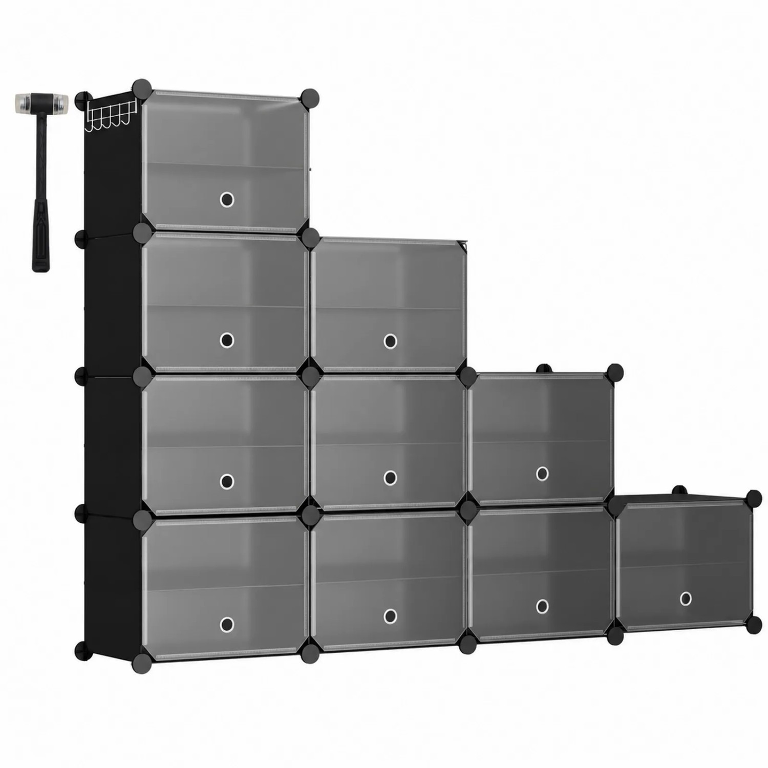 Sekey Schuhregal Schuhregal Schuhschrank Schuh-Organizer Stecksystem DIY-Regal 1-tlg für 40 Paar Schuhe Kunststoff in Schwarz mit 10 Türen