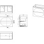 Technische Zeichnung: Waschbeckenunterschrank 80 cm breit, mit 2 Schubladen. Zeigt Maße und Aufbau des Hängeschranks.