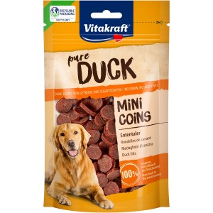 Vitakraft Hunde-Snack Duck Mini Coins, Belohnungssnack mit Ente für Hunde.