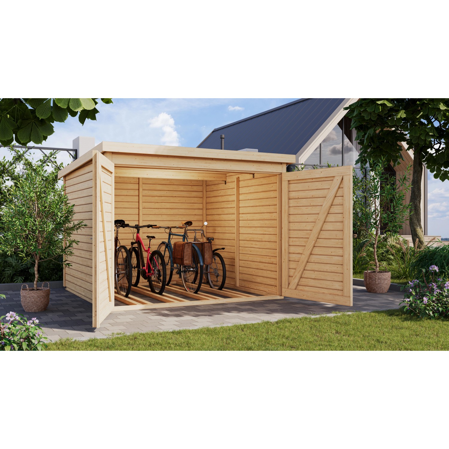 Karibu Fahrradgarage Naturbelassen 167 x 209 x 212 cm