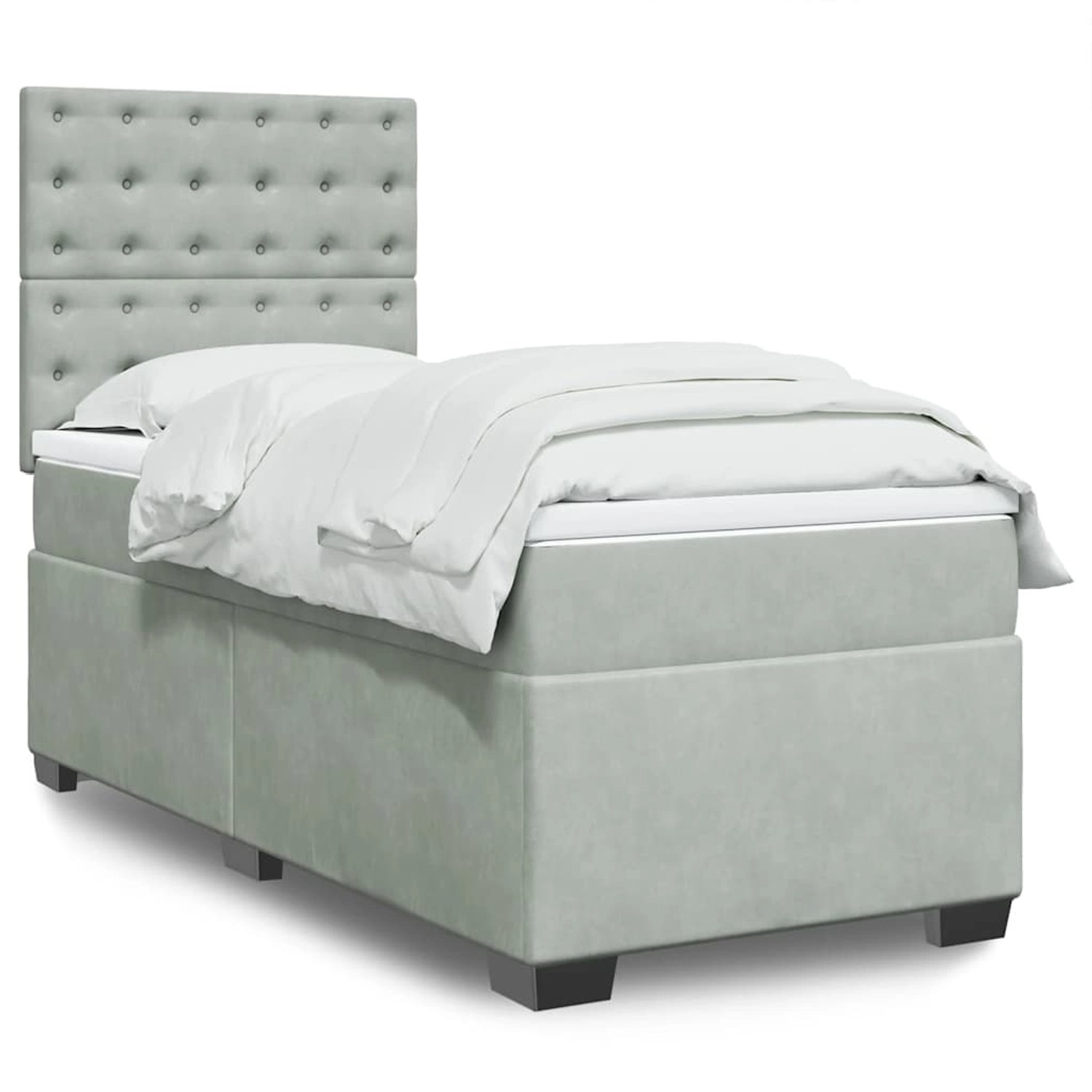 vidaXL Boxspringbett mit Matratze Hellgrau 90x200 cm Samt 3293122 günstig online kaufen