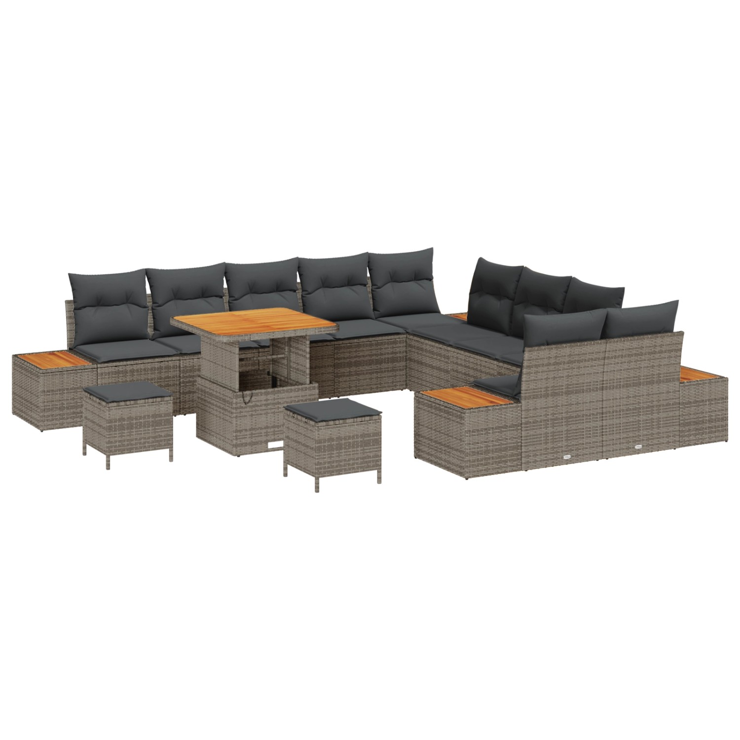 vidaXL Garten-Sofa-Set mit Kissen 13-Tlg Grau Poly Rattan 3362973 günstig online kaufen