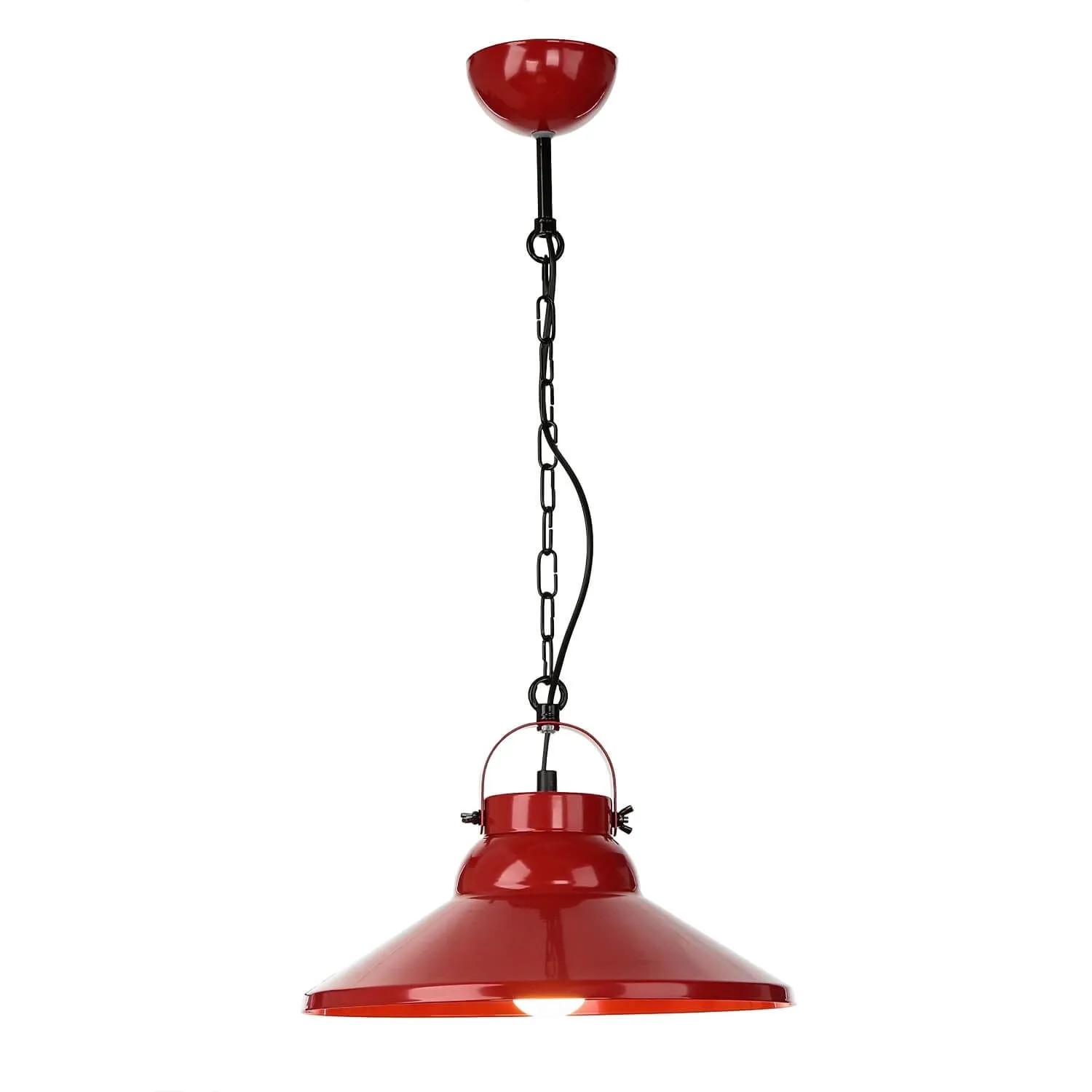 Licht-Erlebnisse Hängelampe Rot Metall Ø 31 cm E27 Industrial Design