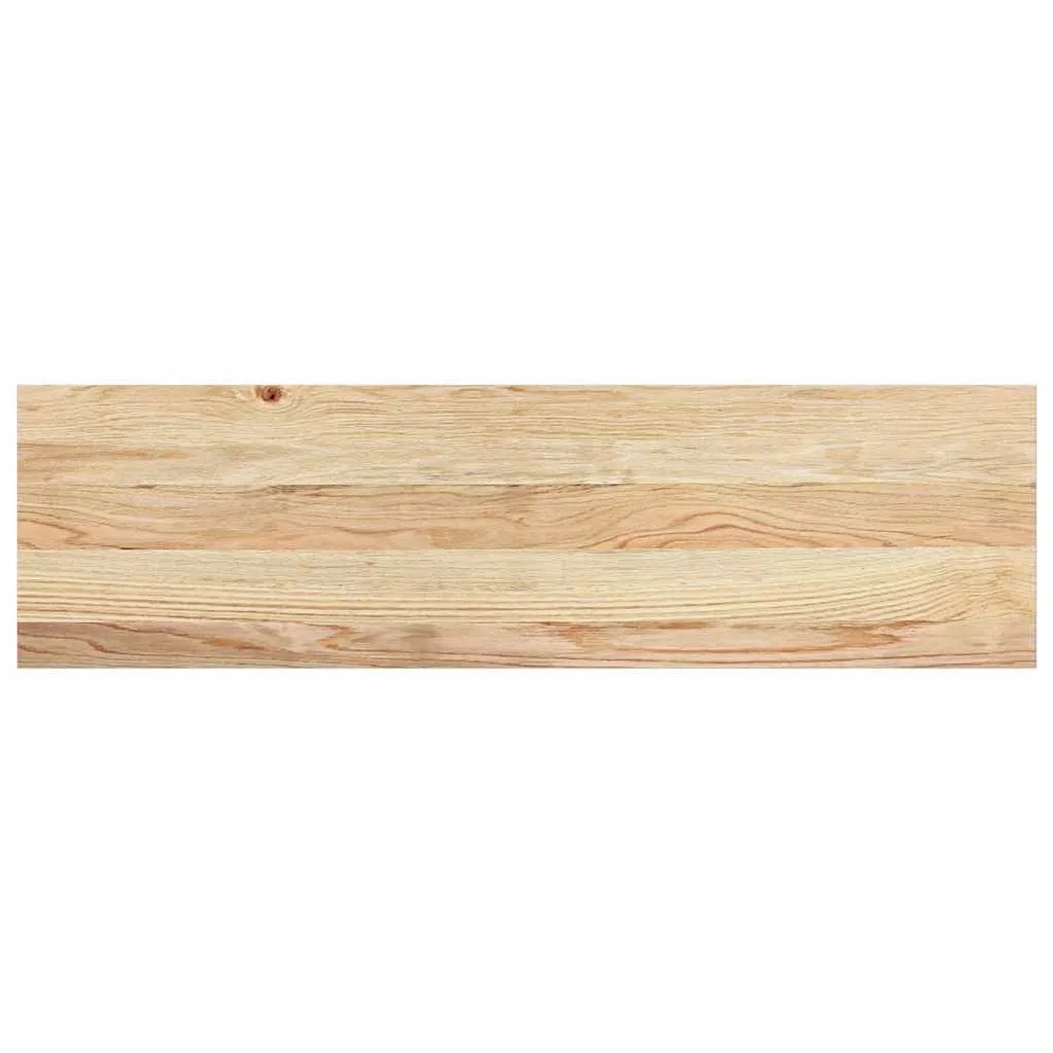 Unbehandelte Treppenstufe aus hellem Massivholz Eiche, fein geschliffen mit deutlicher Holzmaserung.