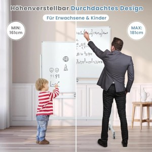Costway Doppelseitiges Mobiles Whiteboard Weiß 120 x 90 cm