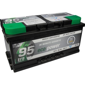 Cartec Eco Power Starterbatterie, 95 Ah, geeignet für Start-Stopp-Systeme.