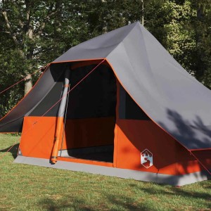 vidaXL Tipi Zelt mit Dach Grau und Orange 364 x 281 x 257 cm Taft 42000974