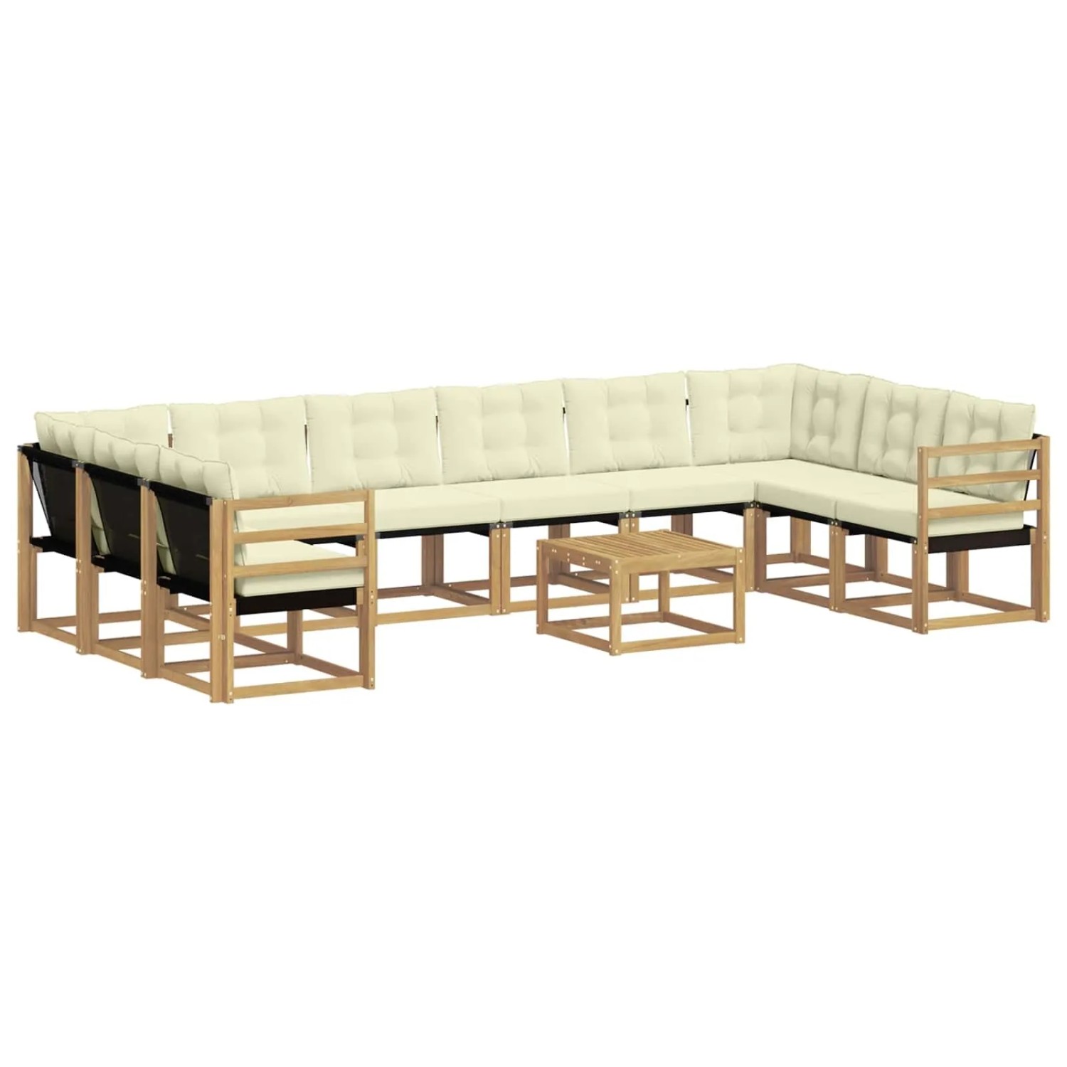 vidaXL Outdoor-Sofagarnitur mit Kissen 11 Stk Weiß und Creme 3389920