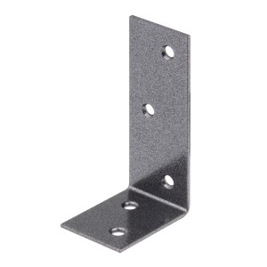 Schwarzer Duravis Balkenwinkel, ungleichschenklig, 40x80x30 mm, mit Löchern für Schrauben.