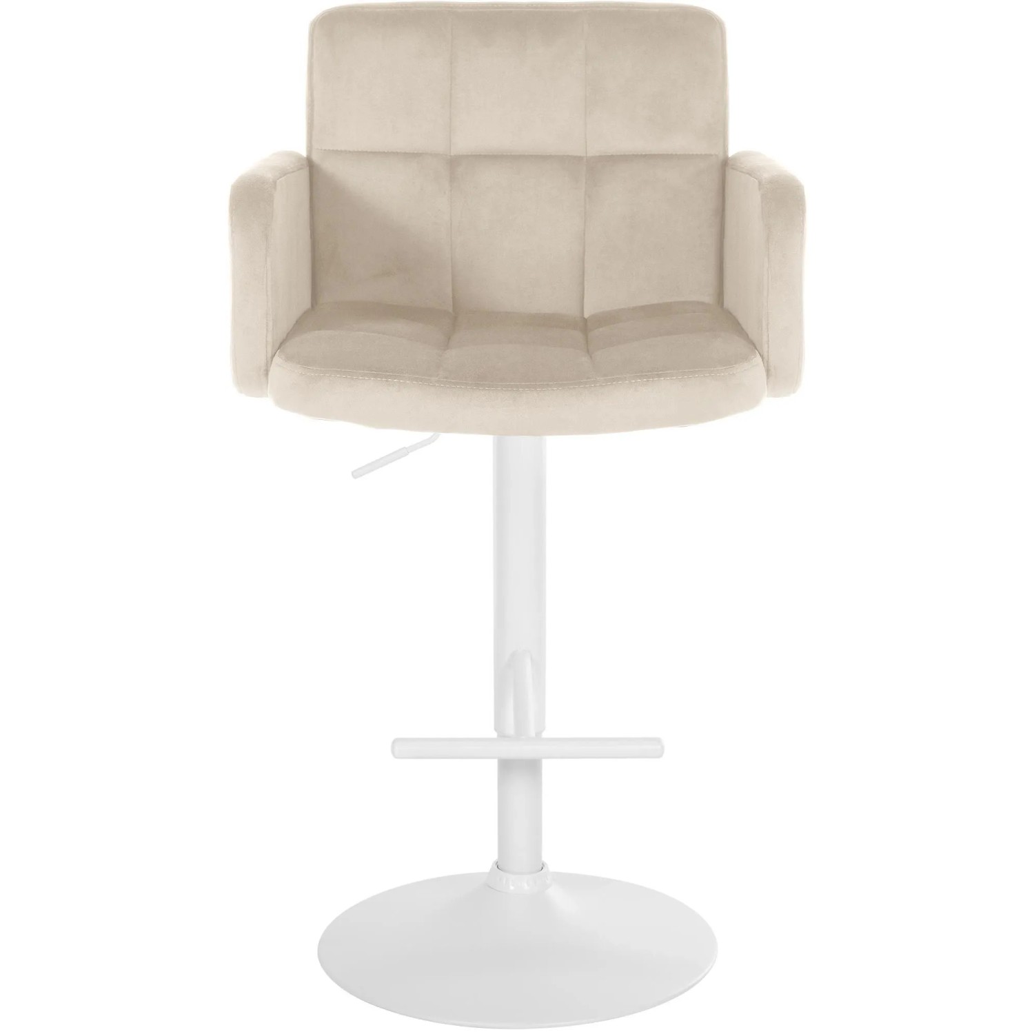 DELUKE 2er Set Barhocker SUTUN Samt Creme 60x56x93cm Weiß Barstuhl Höhenverstellbar Mit Lehne Drehbar Tresenhocker Tresenstuhl