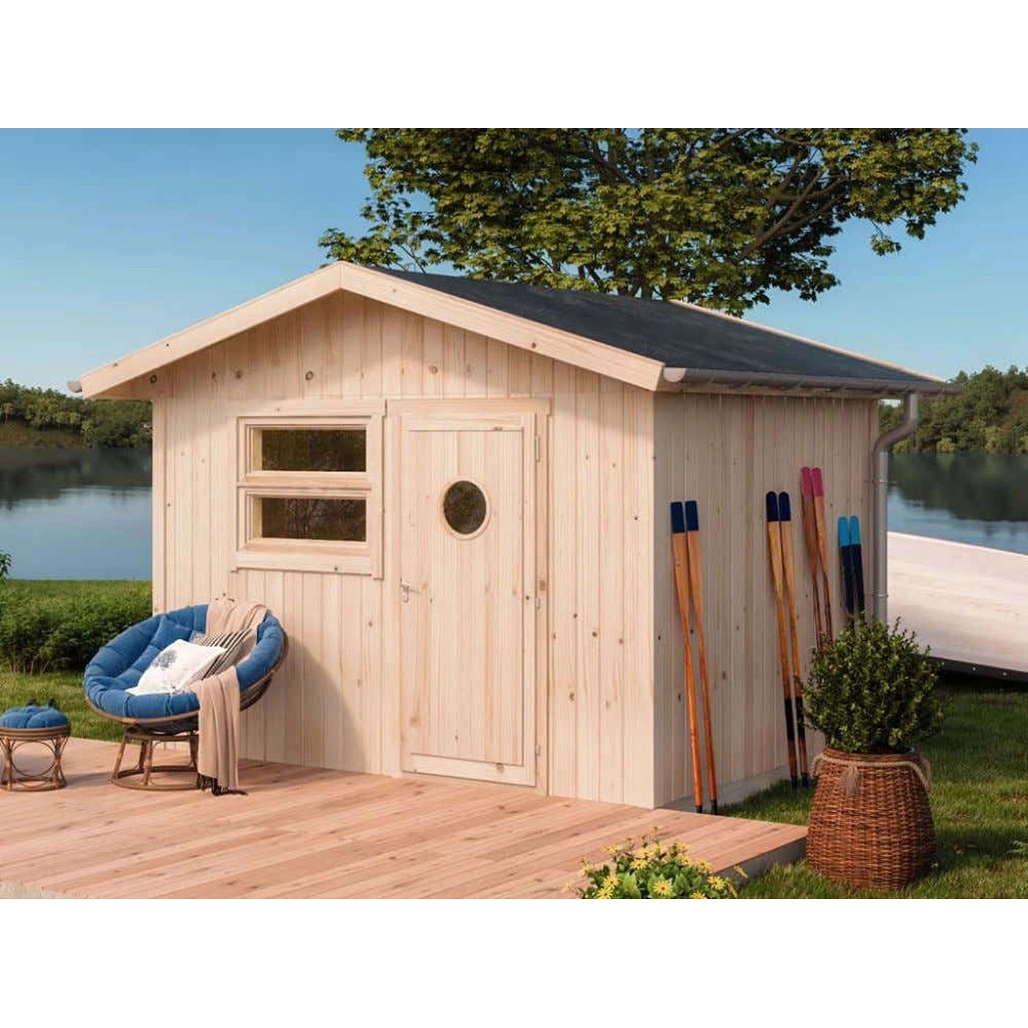 Polhus Gartenhaus Idö Satteldach Unbehandelt 422 cm x 381 cm günstig online kaufen