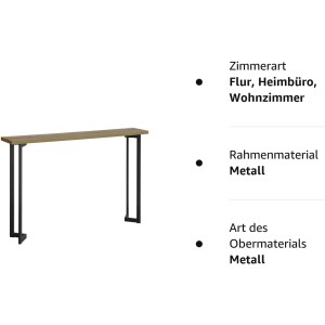 SoBuy Konsolentisch FSB50-PF im Vintage-Stil mit Metallgestell für Flur, Wohnzimmer oder Büro.