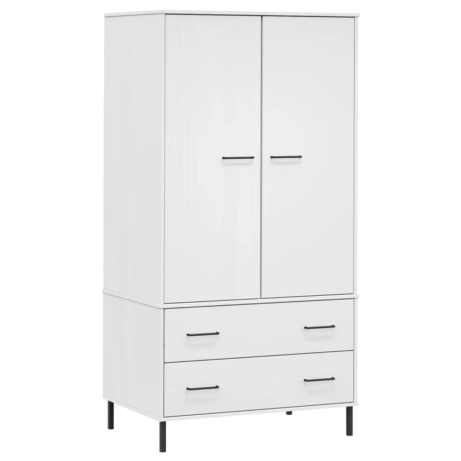 vidaXL Kleiderschrank OSLO Metallbeine Weiß 90x55x172,5 cm Massivholz günstig online kaufen