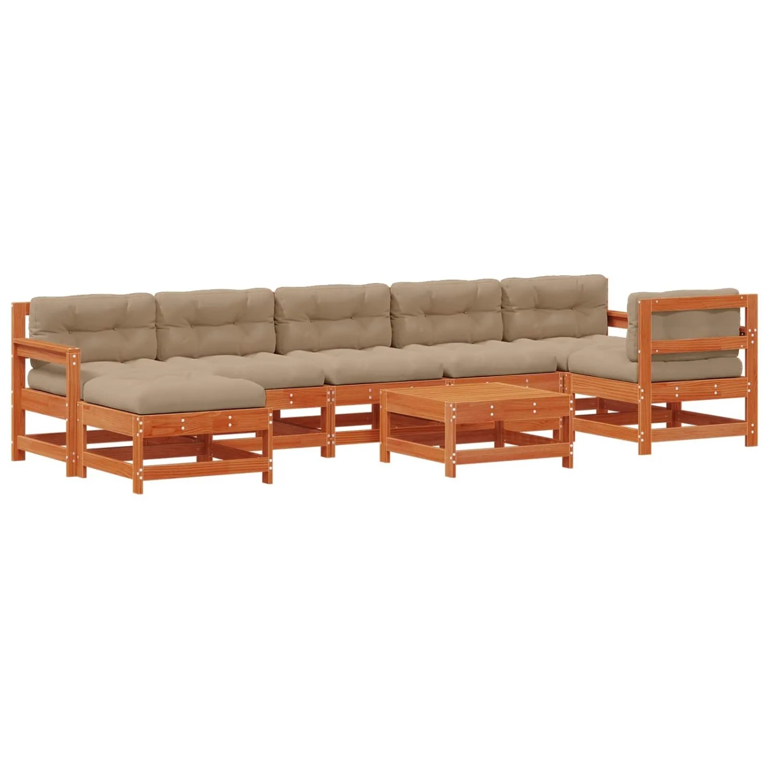 vidaXL Garten-Lounge-Set 8 Stk Wachsbraun Massives Kiefernholz 3418072