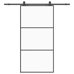 Schiebetür vidaXL mit Beschlag, schwarz, 102x205 cm, ESG-Glas