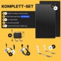 Solakon Balkonkraftwerk Komplettset: 2 schwarze Solarmodule, 800W Wechselrichter, Kabel & Gartenhalterung.