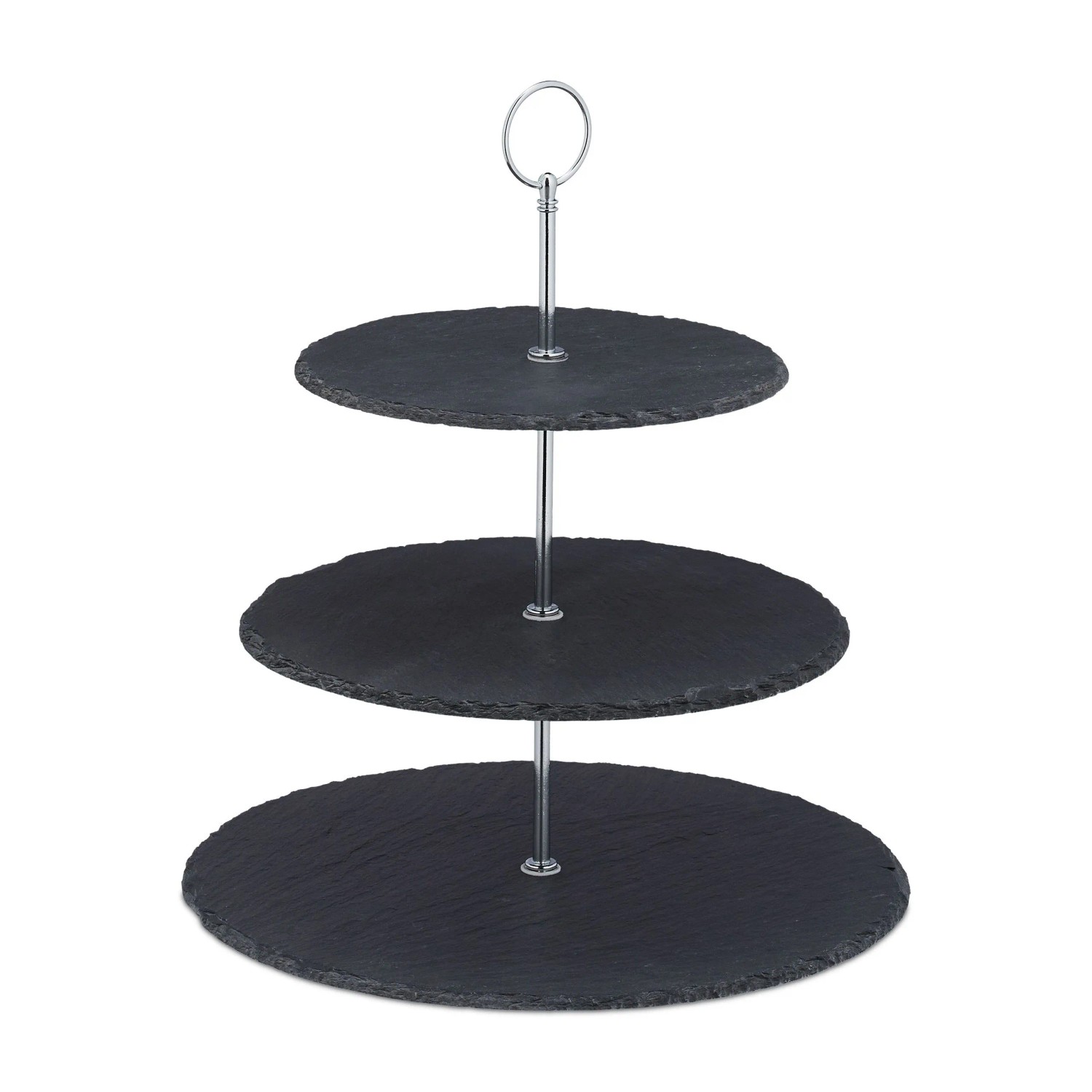 Relaxdays Etagere Schiefer Metall Anthrazit 3 Etagen 34 cm x 30 cm 2,4 kg