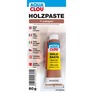 Clou Holzpaste, wasserverdünnbar, Mahagoni, 60g Tube. Holzspachtel für Reparaturen.
