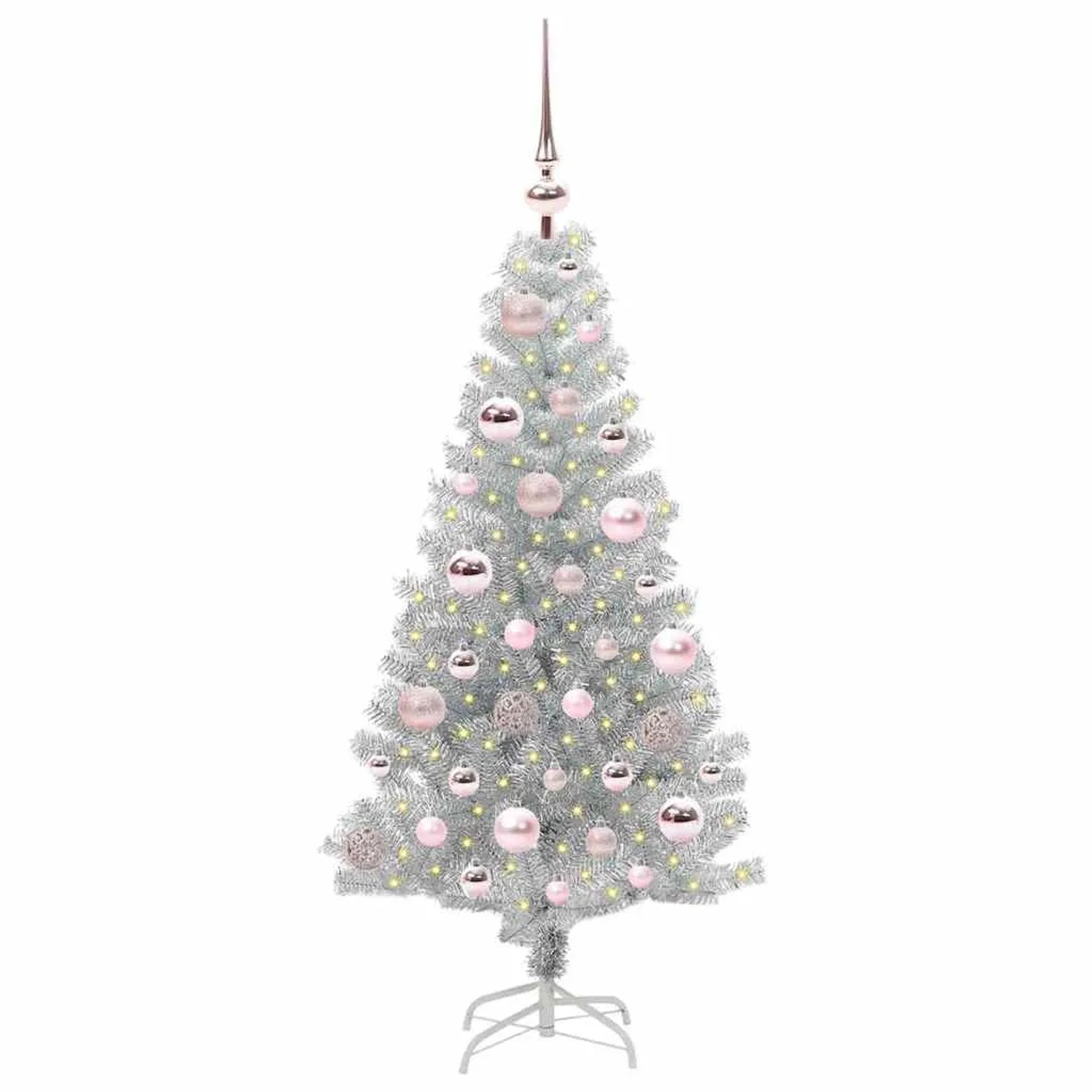 vidaXL Weihnachtsbaum mit 150 LEDs mit Ständer Silber 120 cm PET 3396654