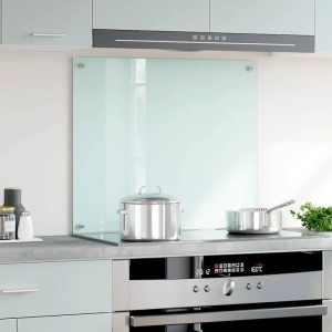 DELUKE Küchenrückwand Glas 70x60cm Weiß Wandverklediung Küche Wandschutz Spritzschutz Herdspritzschutz Glasplatte
