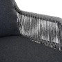 Detailansicht: Graues Siena Garden Kansas Loungesofa mit Kordel-Design und Kissen.
