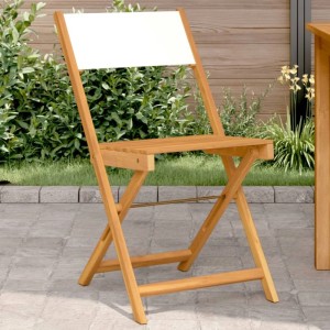 vidaXL Bistrostühle 2 Stk Cremeweiß Massivholz Akazie & Stoff 367681
