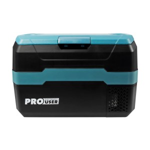 Pro User Kühlbox CB35: Kompressor-Kühlbox in Schwarz und Türkis, 30 Liter Fassungsvermögen.
