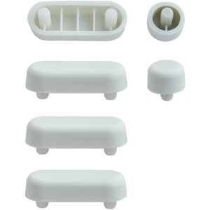 WC-Sitz Puffer Nr. 11, Set mit 2 Ring- und 2 Deckelpuffer aus Kunststoff, weiß.