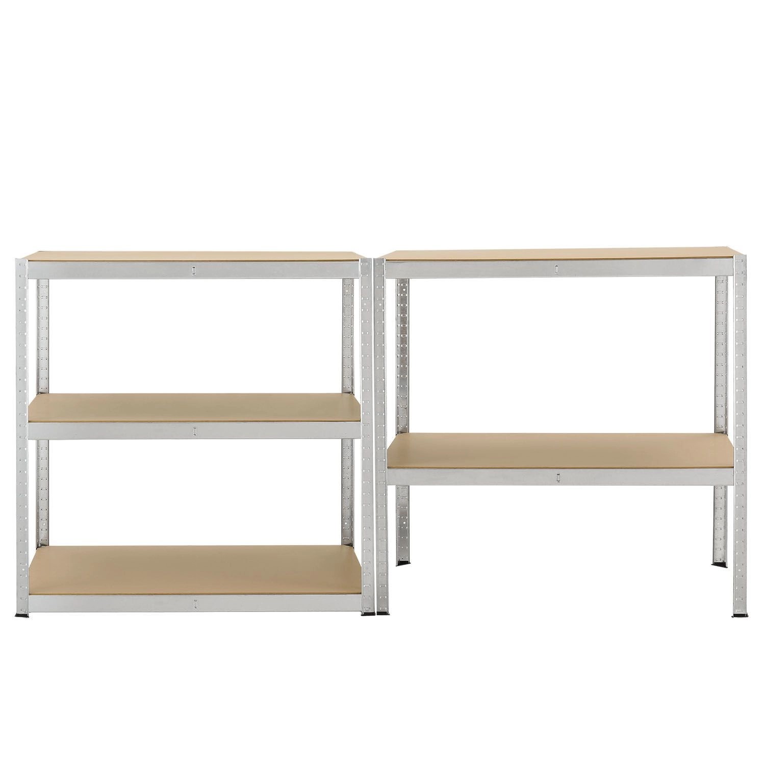 Juskys 8er Set Lagerregal Basic, 180x90x40 cm, verzinkt, mit MDF-Böden. Ideal für Keller, Garage oder Werkstatt.