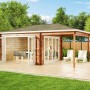 Alpholz Gartenhaus Sunshine mit Walmdach und Anbaudach, tauchimprägniert, 598x370 cm.
