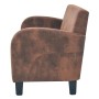 Braunes 2-Sitzer Sofa aus Veloursleder von vidaXL, Seitenansicht.