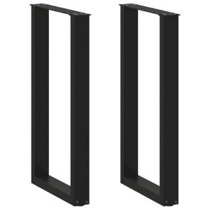 Zwei schwarze U-förmige vidaXL Bartischbeine aus Stahl, 50x90 cm, für DIY-Möbel.