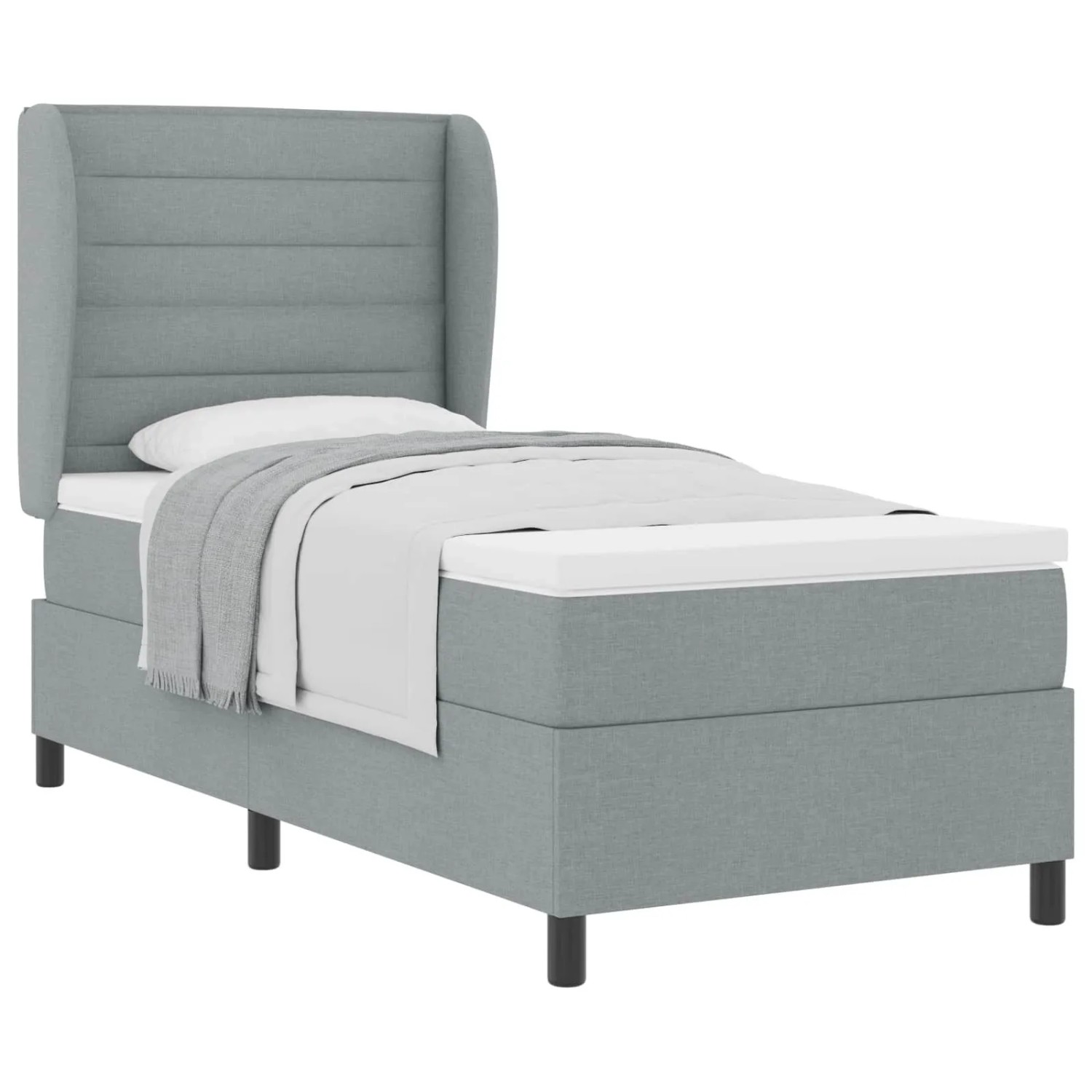 vidaXL Boxspringbett mit Matratze Hellgrau 90 x 190 cm Stoff 3340473