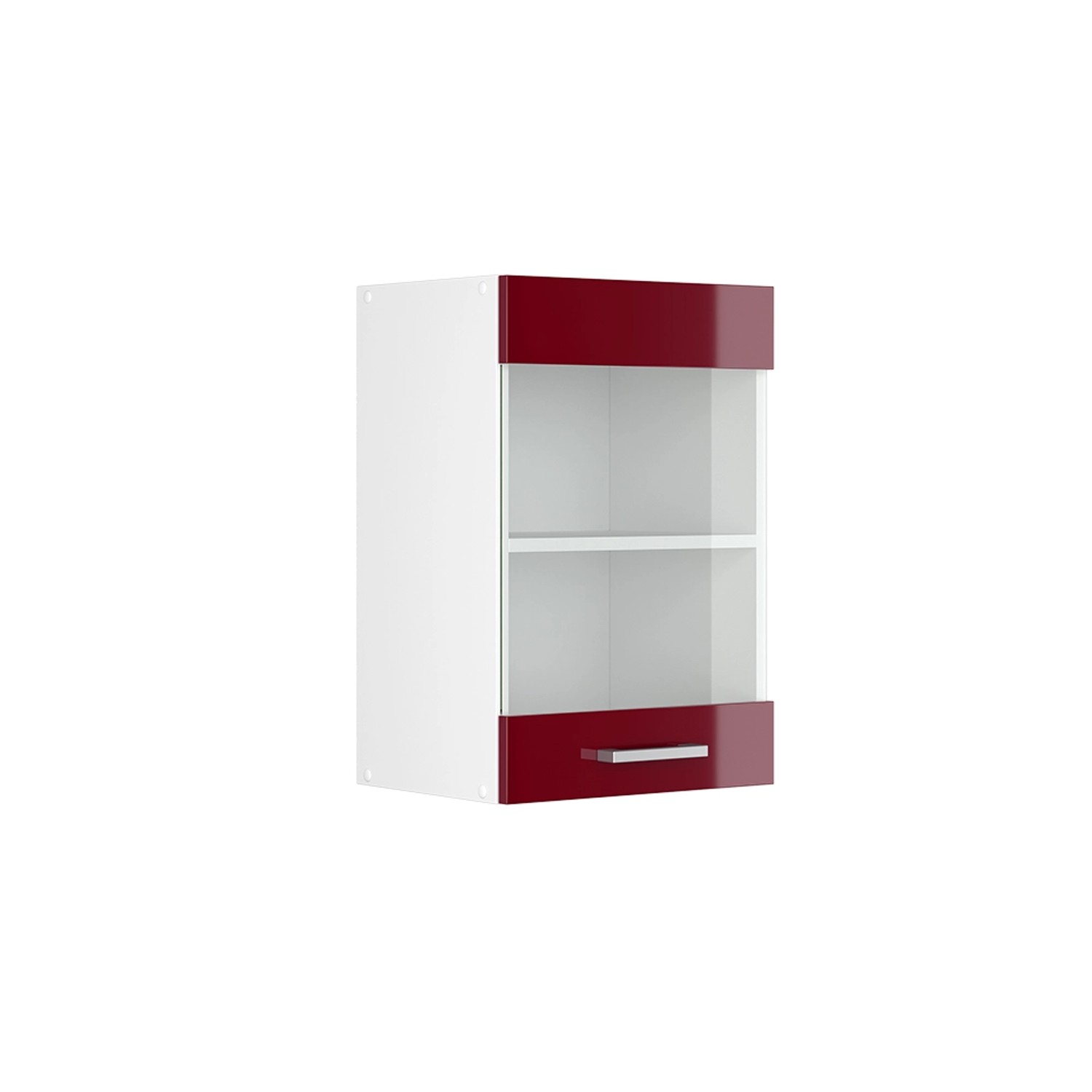 Vicco Küchenglasschrank R-Line Glashängeschrank Bordeaux Hochglanz/Weiß 40 cm