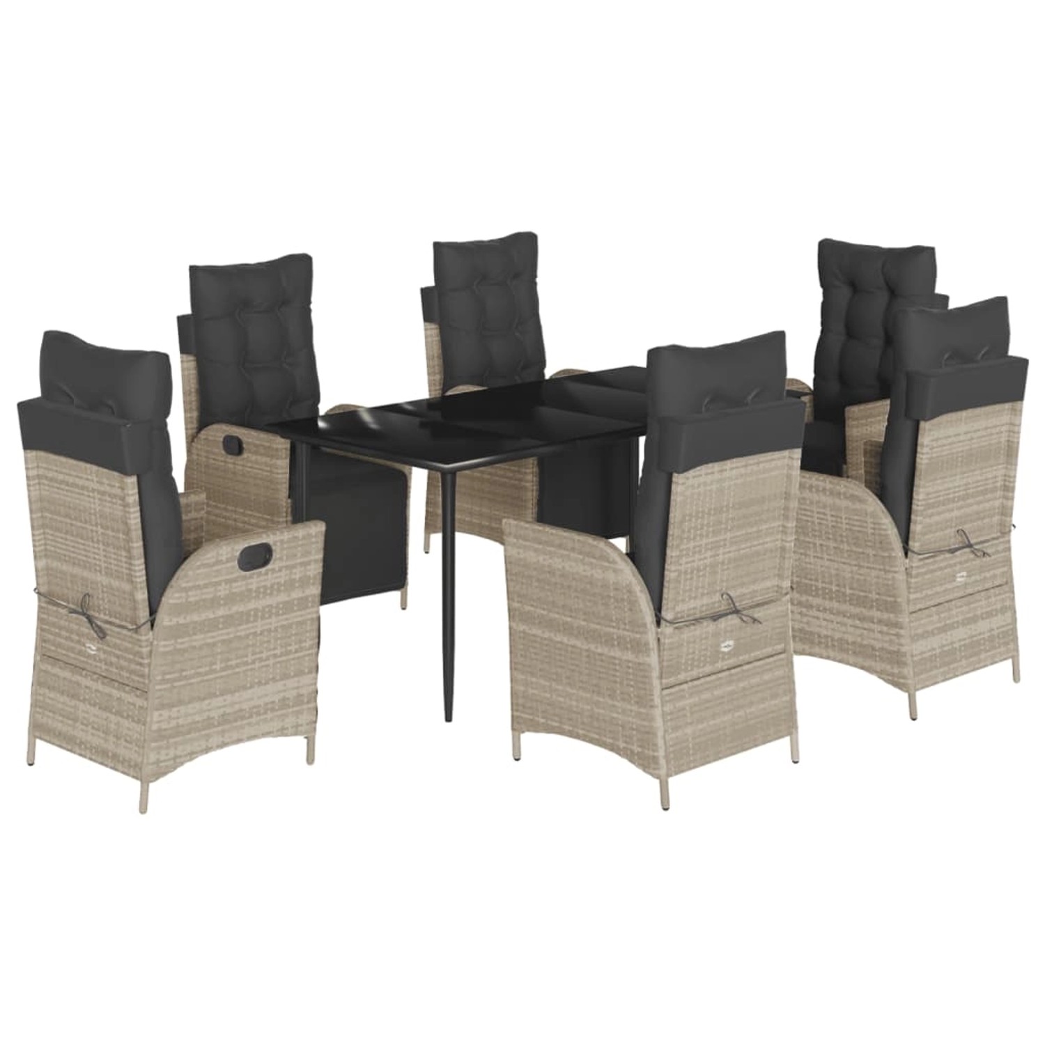 vidaXL 7-Tlg Garten-Essgruppe mit Kissen Hellgrau Poly Rattan 3213466 günstig online kaufen