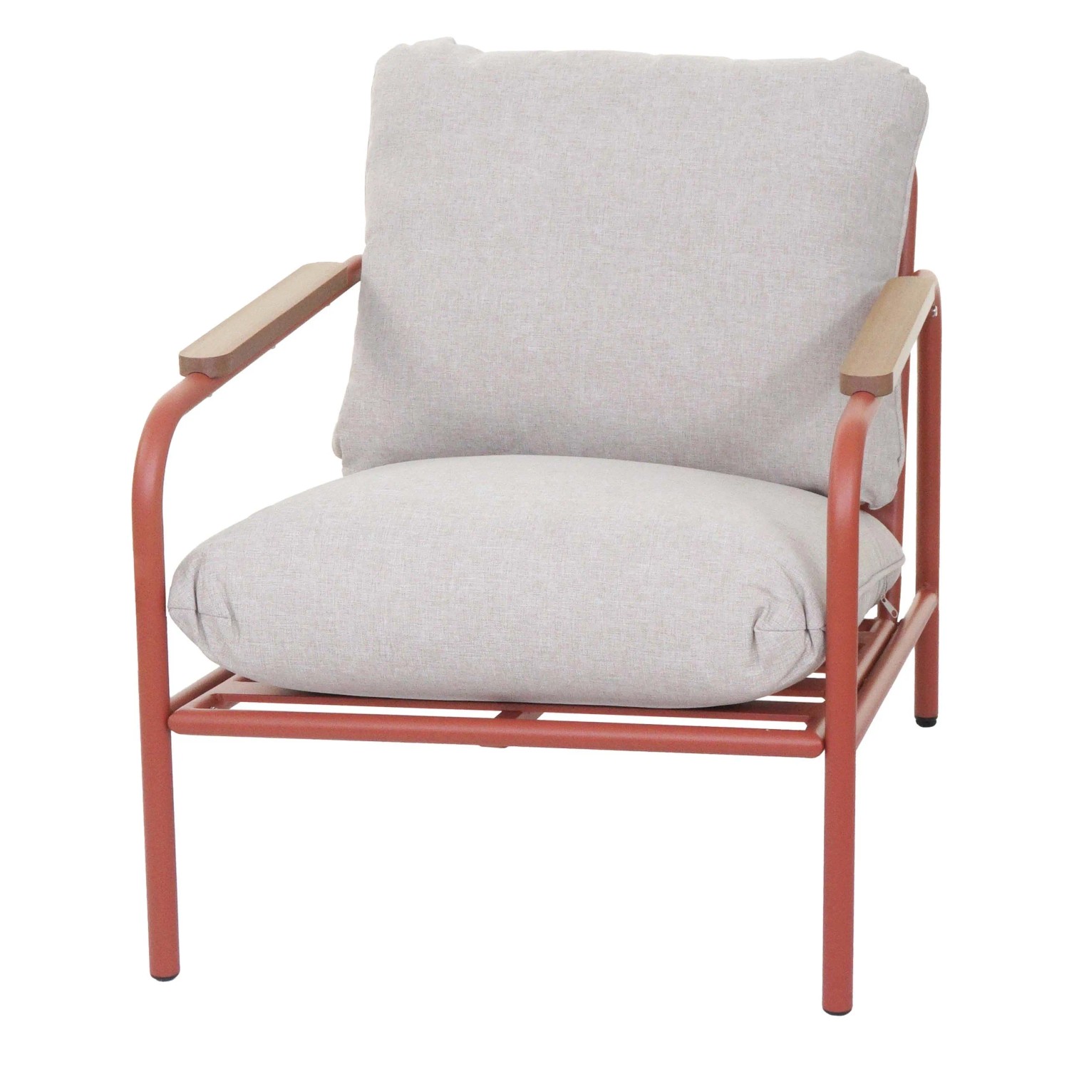 MCW Aluminium-Gartensessel O11 Olefin Stoff/Textil Terrakotta Polster Beige