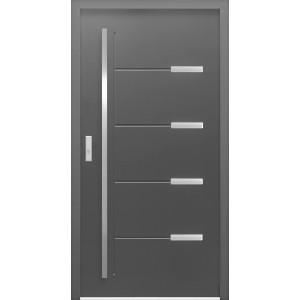 Anthrazitfarbene Sicherheits-Haustür ThermoSpace Oslo Prime RC2, 110x210 cm, Anschlag links.
