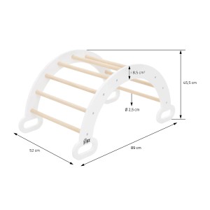 Joyz Kletterbogen für Kinder, 89x52x45,5 cm, weißes Holz, Indoor-Spielgerät.