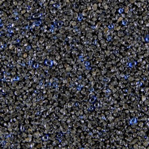 Terralith Buntsteinputz BSP92 Schwarz, Mosaikputz mit blauen Akzenten, 2mm Körnung.