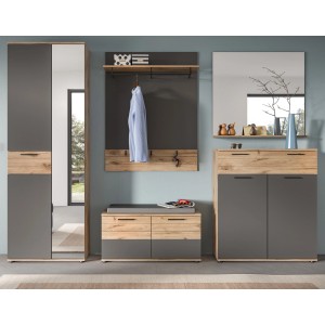 Inn.Furn Garderoben-Set Eiche Grau 5-teilig 280 cm mit Soft-Close Tomaso