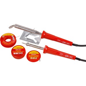 Rothenberger Industrial Lötkolben-Set, 6-teilig mit Lötkolben, Lötzinn, Lötfett und Entlötlitze.