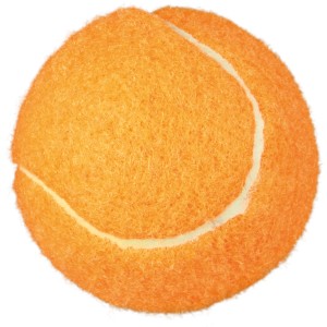 Orangefarbener Jollypaw Tennisball für Hunde, ø 6 cm.