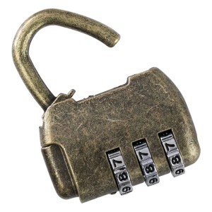 HMF Vintage Deko Zahlenschloss Vorhängeschloss 3-Stellig 43 x 35 x 12 mm Gold
