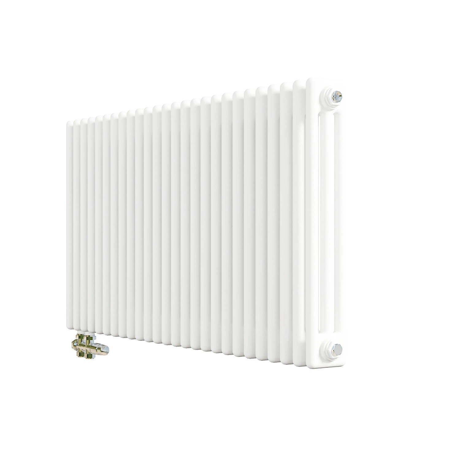 AICA Traditioneller Heizkörper 600 x 1190 mm Gusseisenstil 3 Spalten mit Seitenanschluss Weiß 1820W