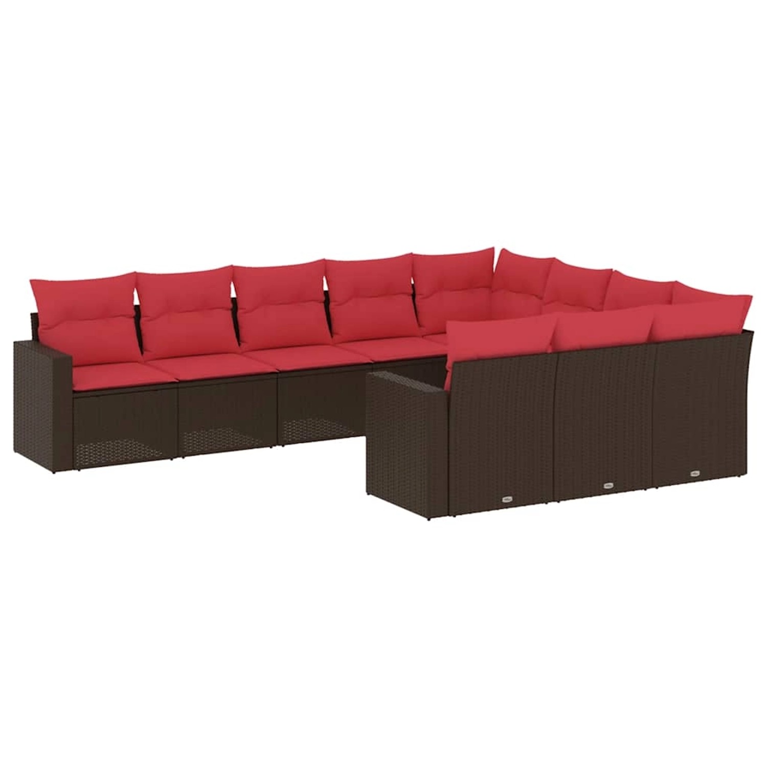 vidaXL 10-Tlg Garten-Sofagarnitur mit Kissen Braun Poly Rattan 3219484 günstig online kaufen